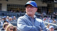 New York Mets owner Steve Cohen on the field before a game against the Cincinnati Reds at Citi Field.