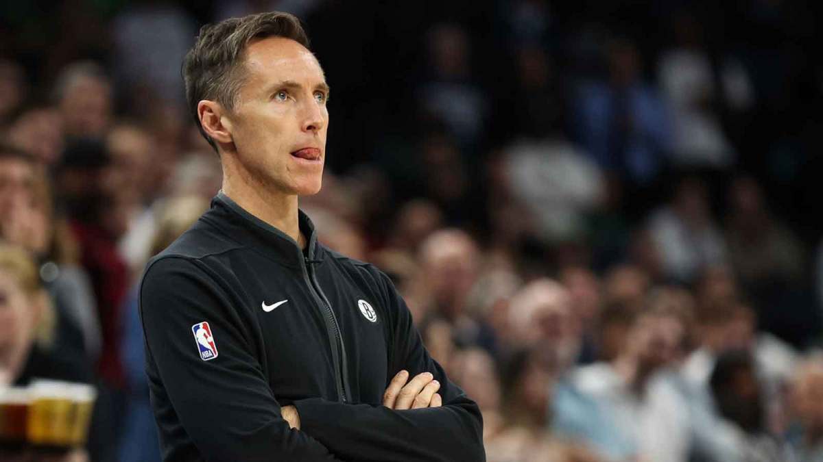 Brooklyn Nets head coach Steve Nash looks on during the first quarter against the Minnesota Timberwolves at Target Center.