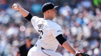 Detroit Tigers pitcher Tarik Skubal (29) throws against Cleveland Guardians during the fourth inning at Comerica Park in Detroit on Thursday, Sept. 18, 2025.