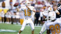 Tennessee Volunteers quarterback Peyton Manning (16) in action during the 1997 Citrus Bowl where Tennessee defeated the Northwestern Wildcats 48-28 at the Florida Citrus Bowl Stadium.