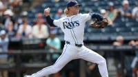 Tampa Bay Rays starting pitcher Shane Baz (11) throws a pitch against the Toronto Blue Jays in the first inning at George M. Steinbrenner Field.