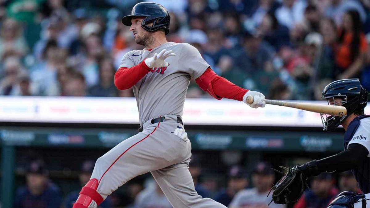 Boston Red Sox third baseman Alex Bregman bats against the Detroit Tigers during the first inning at Comerica Park, May 14, 2025.