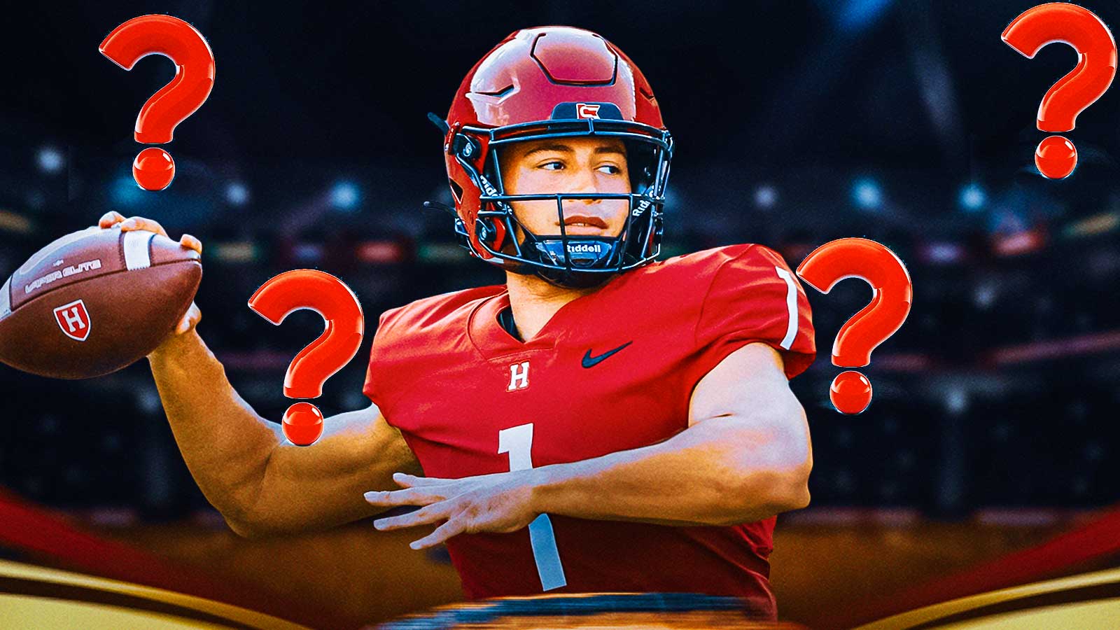 Harvard Quarterback Jaden Craig, with question marks around him