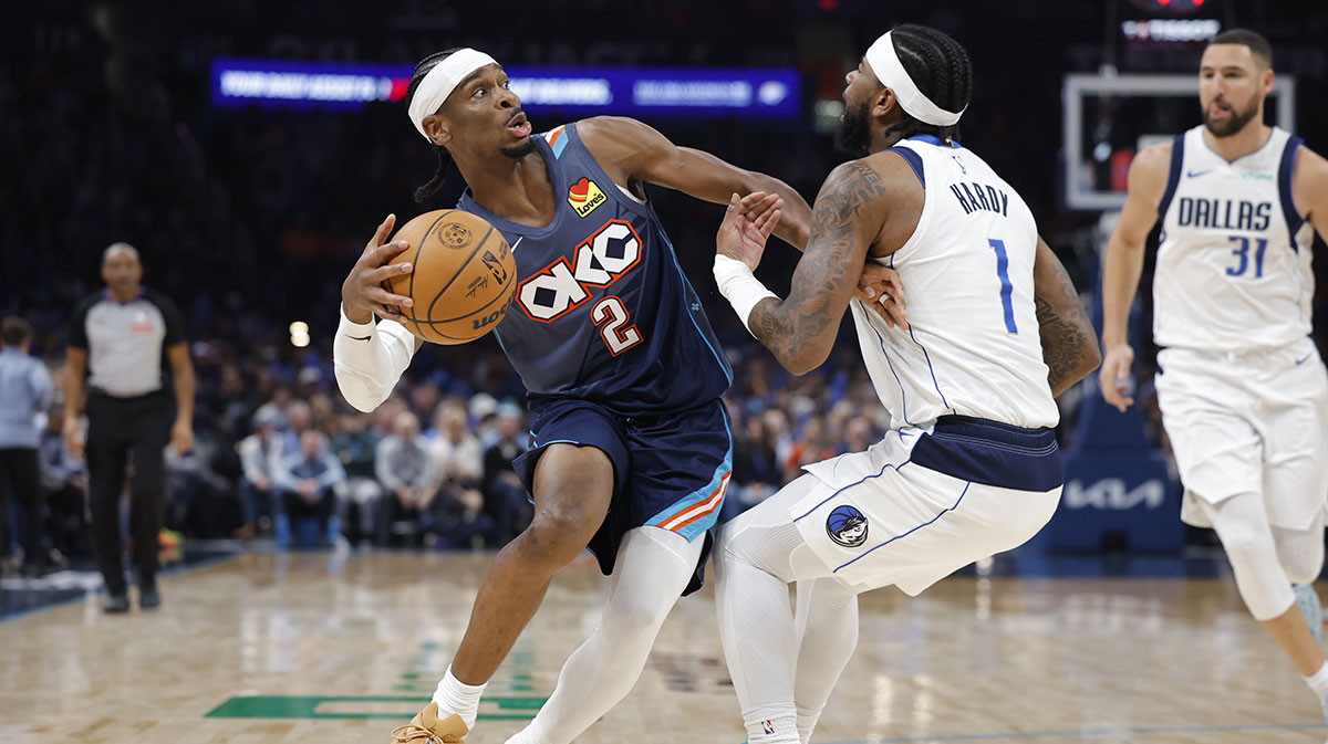 Shai Gilgeous-Alexander explains his viral Instagram caption as the Thunder extend their win streak and dominate the Mavericks atop the West.