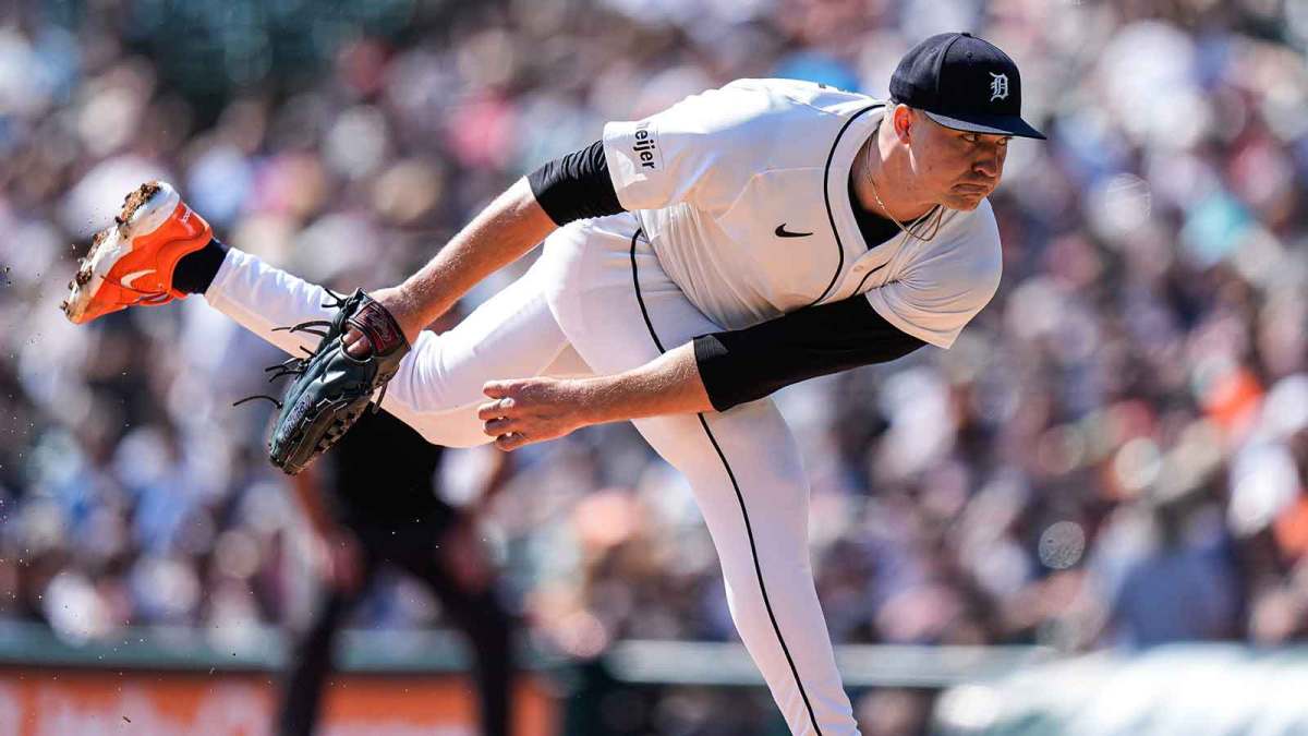 Detroit Tigers pitcher Tarik Skubal (29) throws against Cleveland Guardians.