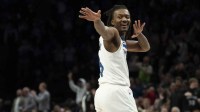 Timberwolves guard Bones Hyland (8) celebrates