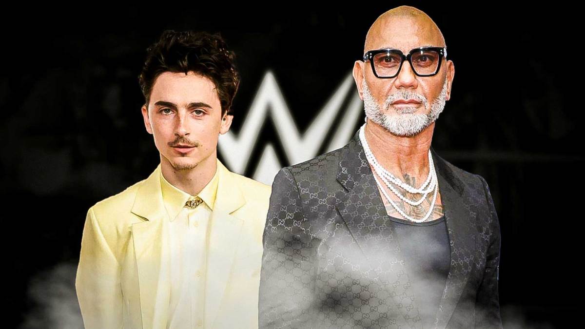 Timothée Chalamet with WWE legend Dave Bautista