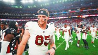 Arizona Cardinals tight end Trey McBride (85) leaves the field following a game against the Atlanta Falcons at State Farm Stadium