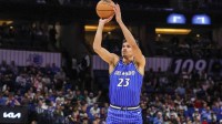 Orlando Magic forward Tristan da Silva (23) shoots during the first quarter against the Golden State Warriors at Kia Center.