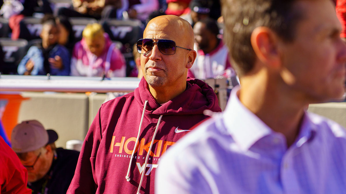 Virginia Tech Hokies head coach James Franklin on the sidelines before the start of the game against the Miami (FL) Hurricanes at Lane Stadium.