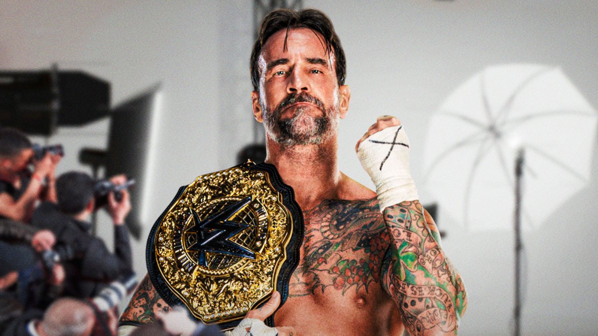 WWE World Heavyweight Champion CM Punk on a movie set ahead of his Netflix project.