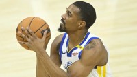Golden State Warriors guard De'Anthony Melton (8) looks to shoot in the third quarter against the Cleveland Cavaliers at Rocket Mortgage FieldHouse.