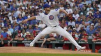 Chicago Cubs pitcher Michael Soroka (41) throws the ball against the Cincinnati Reds during the first inning at Wrigley Field.
