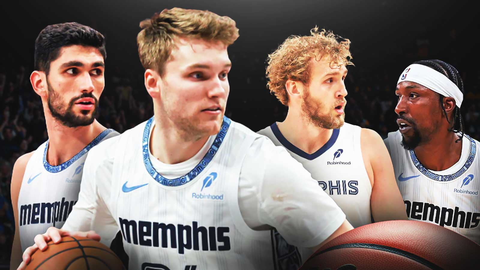 Santi Aldama, Cam Spencer, Jock Landale, Kentavious Caldwell-Pope of the Memphis Grizzlies