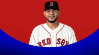 Willson Contreras in Red Sox uniform (jersey swap)