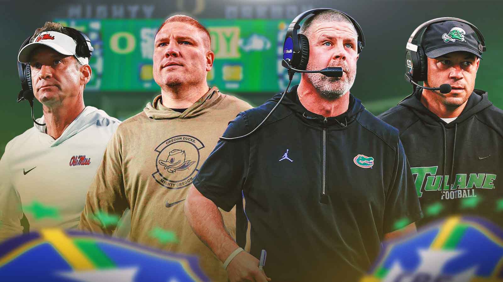 Billy Napier, Lane Kiffin, Tosh Lupoi and Jon Sumrall