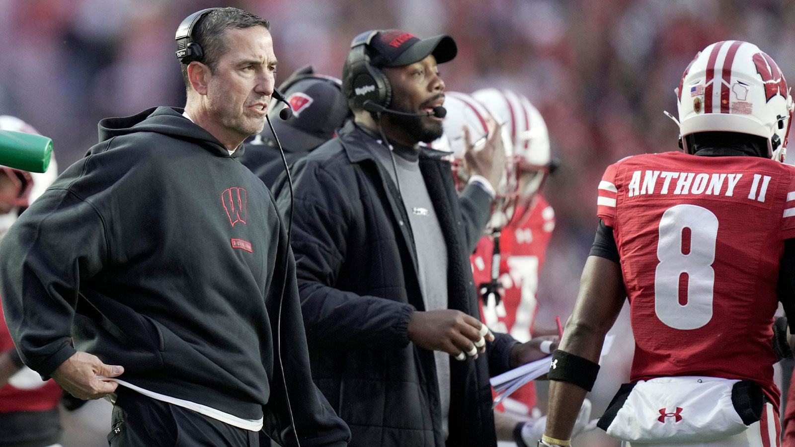 Wisconsin head coach Luke Fickell is shown during the first quarter of their game against Washington Saturday, November 8, 2025 at Camp Randall Stadium in Madison, Wisconsin.