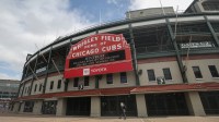 A general view of the exterior of Wrigley Field.
