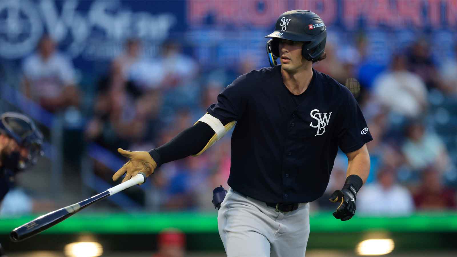 Scranton/Wilkes-Barre RailRiders outfielder Spencer Jones (48) is walked during the first inning of Game 2 of an MiLB International League Championship Series at VyStar Ballpark Wednesday, Sept. 24, 2025 in Jacksonville, Fla. The Jacksonville Jumbo Shrimp defeated the Scranton/Wilkes-Barre RailRiders 6-4 and force a Game 3 Thursday evening for the title championship.