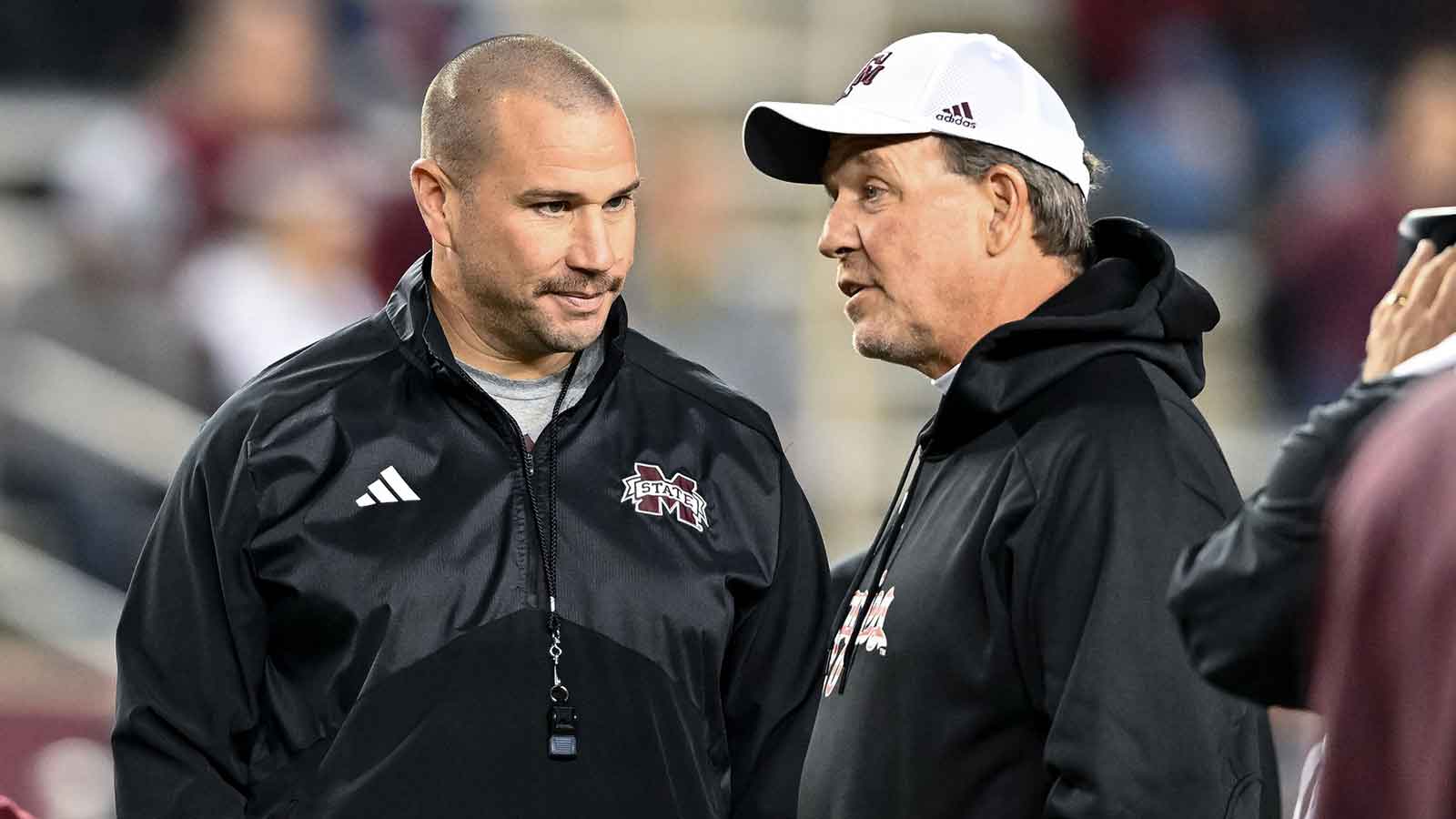 Mississippi State Bulldogs head coach Jeff Lebby looks on before the game against the Mississippi Rebels at Davis Wade Stadium at Scott Field.