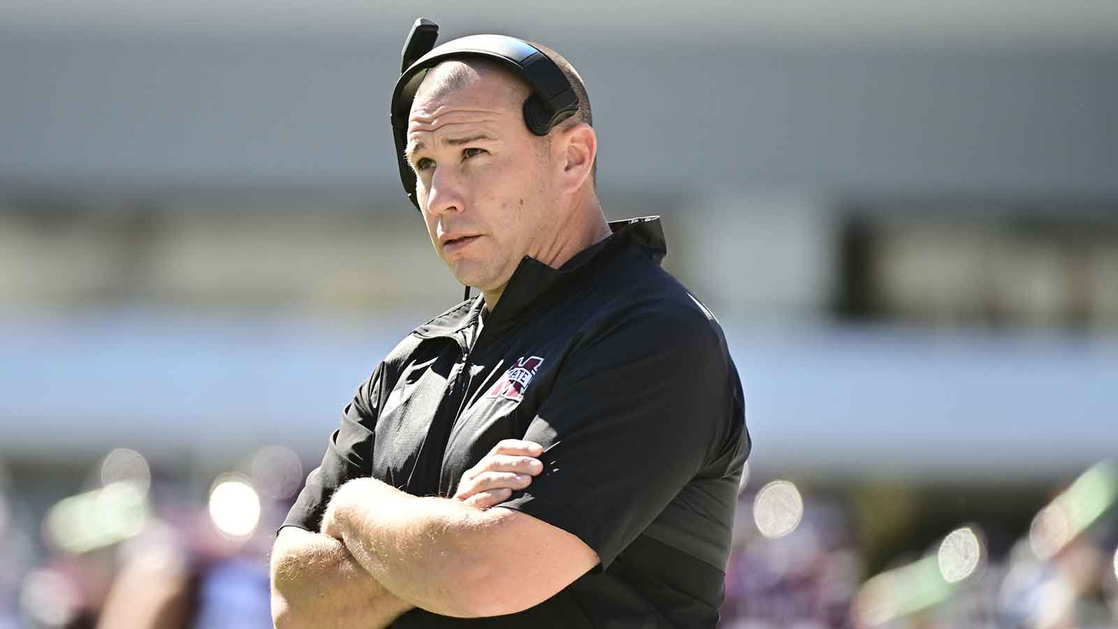 Mississippi State Bulldogs head coach Zach Arnett watches the first quarter against the Western Michigan Broncos at Davis Wade Stadium at Scott Field.