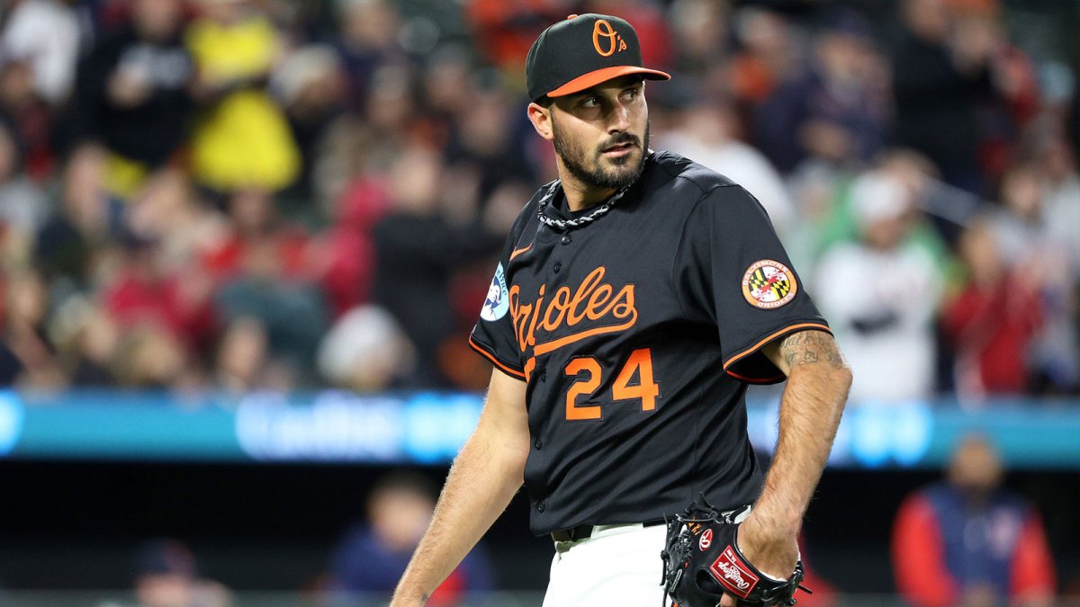 Baltimore Orioles pitcher Zach Eflin (24) walks off the field during the fifth inning against the Boston Red Sox at Oriole Park at Camden Yards.