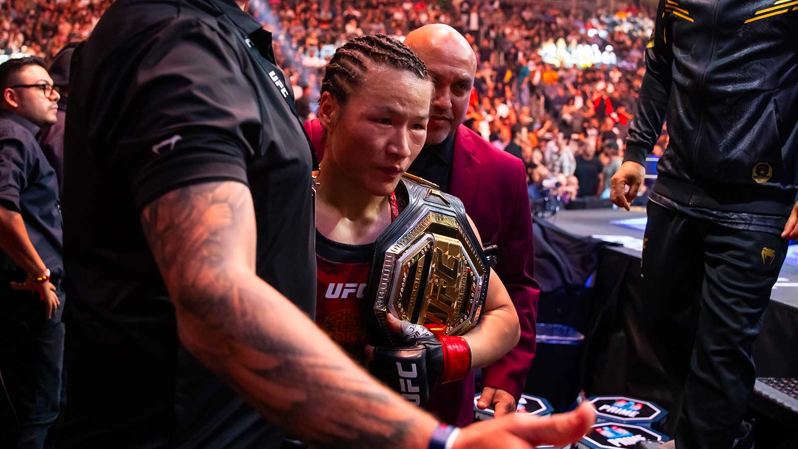 Zhang Weili during UFC 300 at T-Mobile Arena.