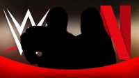 Silhouettes of WWE stars Bianca Belair and Liv Morgan with company logo and Netflix logos.