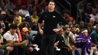 Los Angeles Lakers head coach JJ Redick against the Phoenix Suns at Mortgage Matchup Center.