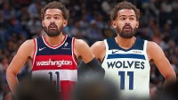 Trae Young photoshopped in Timberwolves jersey and Trae Young photoshopped in Wizards jersey. Include his jersey number.