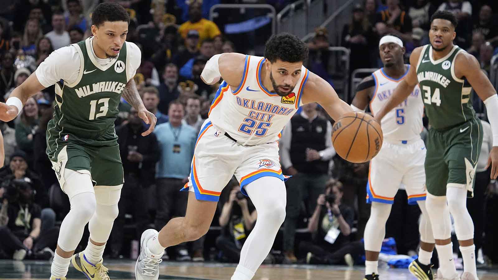 Thunder’s Ajay Mitchell exits clash vs. Bucks with hip injury