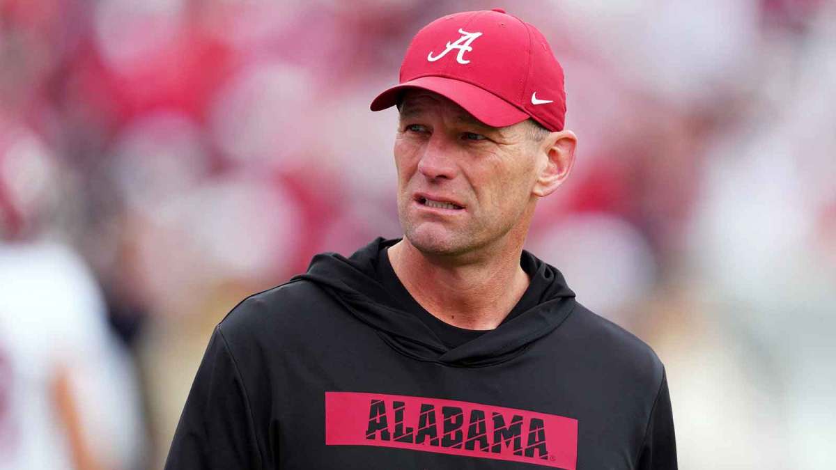 Alabama Crimson Tide head coach Kalen Deboer looks on before the 2026 Rose Bowl and quarterfinal game of the College Football Playoff against the Indiana Hoosiers at Rose Bowl Stadium.