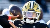 Alabama State quarterback Andrew Body (1) warms up before the Turkey Day Classic on the ASU campus in Montgomery, Ala., on Thursday November 27, 2025.
