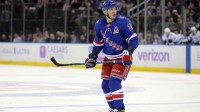 New York Rangers left wing Artemi Panarin (10) skates against the Utah Mammoth during the second period at Madison Square Garden