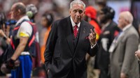 Atlanta Falcons owner Arthur Blank on the sidelines during the game against the New Orleans Saints during the second half at Mercedes-Benz Stadium