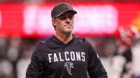 Atlanta Falcons offensive coordinator Zac Robinson on the field before a game against the Los Angeles Rams at Mercedes-Benz Stadium.