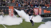 Chicago Bears wide receiver Rome Odunze (15) takes the field for a game against the New York Giants at Soldier Field