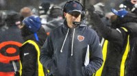 Chicago Bears head coach Ben Johnson looks on against the Los Angeles Rams during the second quarter of an NFC Divisional Round game at Soldier Field.