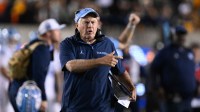 North Carolina Tar Heels head coach Bill Belichick reacts against the California Golden Bears in the first quarter at California Memorial Stadium