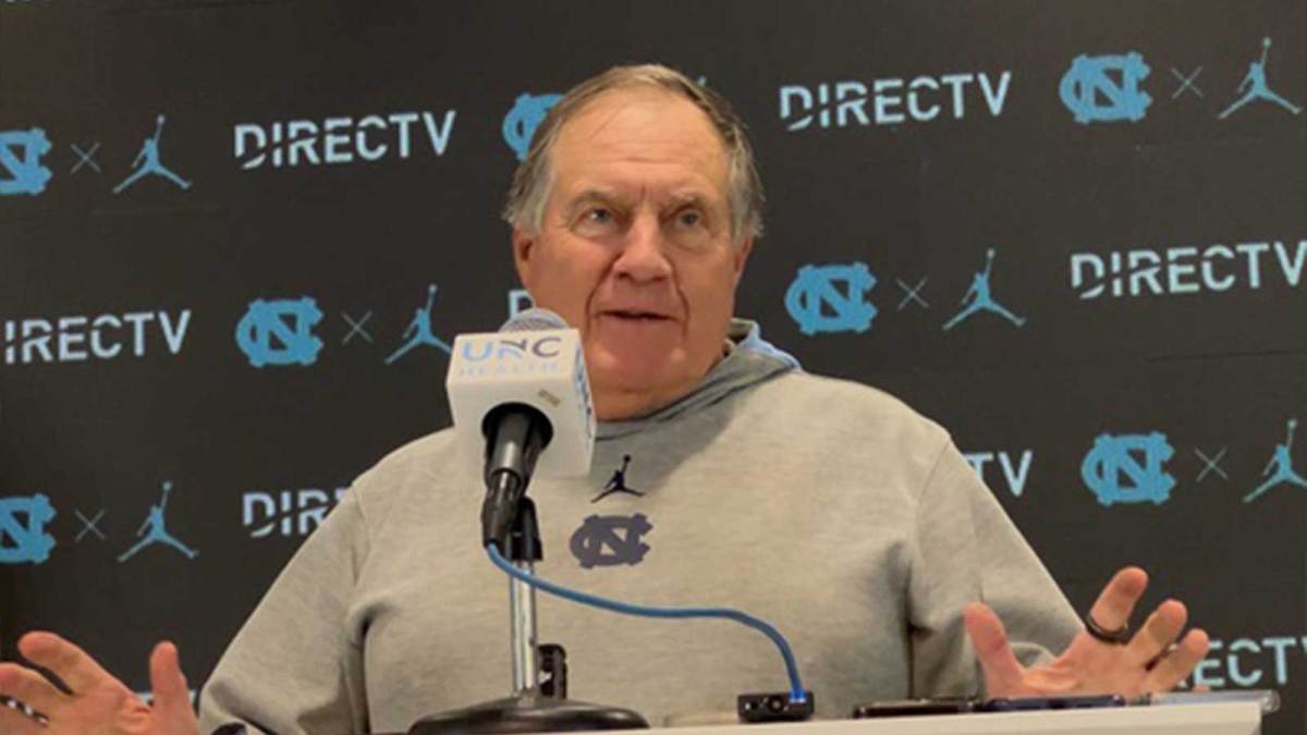 UNC football coach Bill Belichick during a press conference on Tuesday, Nov. 11, 2025 inside the Kenan Football Center.