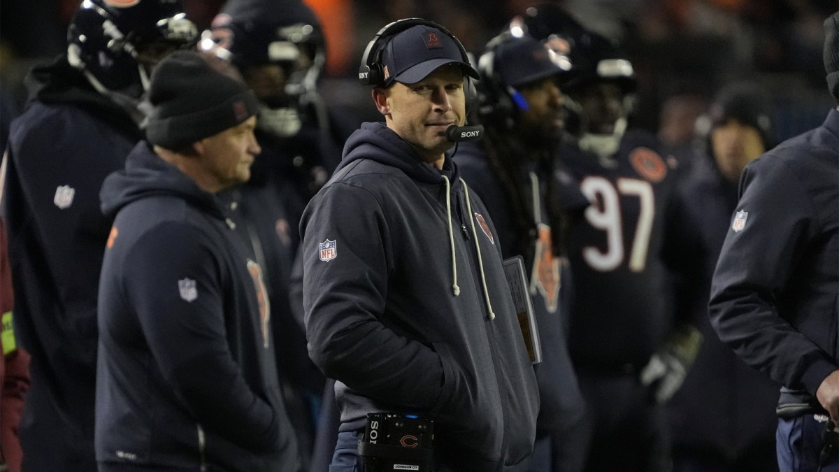 Chicago Bears head coach Ben Johnson stands on the sidelines against the Green Bay Packers during the second half of an NFC Wild Card Round game at Soldier Field.