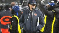Chicago Bears head coach Ben Johnson looks on against the Los Angeles Rams during the second quarter of an NFC Divisional Round game at Soldier Field.