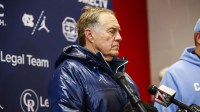 North Carolina Tar Heels head coach Bill Belichick addresses the media after the second half of the game against NC State Wolfpack at Carter-Finley Stadium.