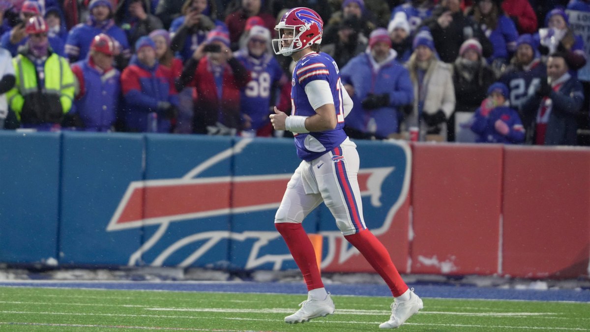 Buffalo Bills quarterback Josh Allen leaves the field after the first play against the Jets at home in Highmark Stadium in Orchard Park on Jan. 4, 2026.