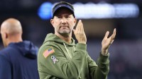 Dallas Cowboys head coach Brian Schottenheimer looks on before the game against the Arizona Cardinals at AT&T Stadium.