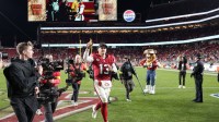 San Francisco 49ers quarterback Brock Purdy (13) leaves the field after the game against the Chicago Bears at Levi's Stadium.
