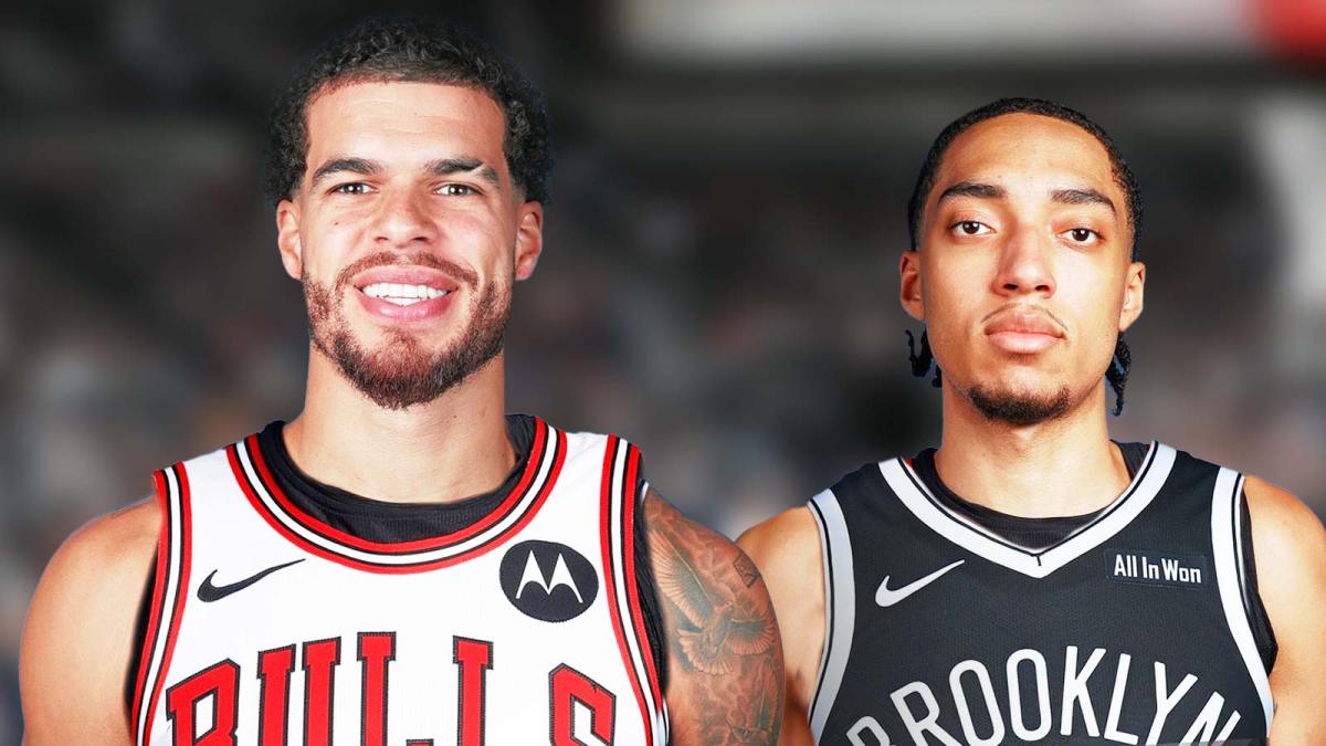Michael Porter Jr. in Bulls uniform, Noa Essengue in Nets uniform