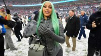 Stefon Diggs' girlfriend Cardi B at the AFC Championship game between the New England Patriots and Denver Broncos.