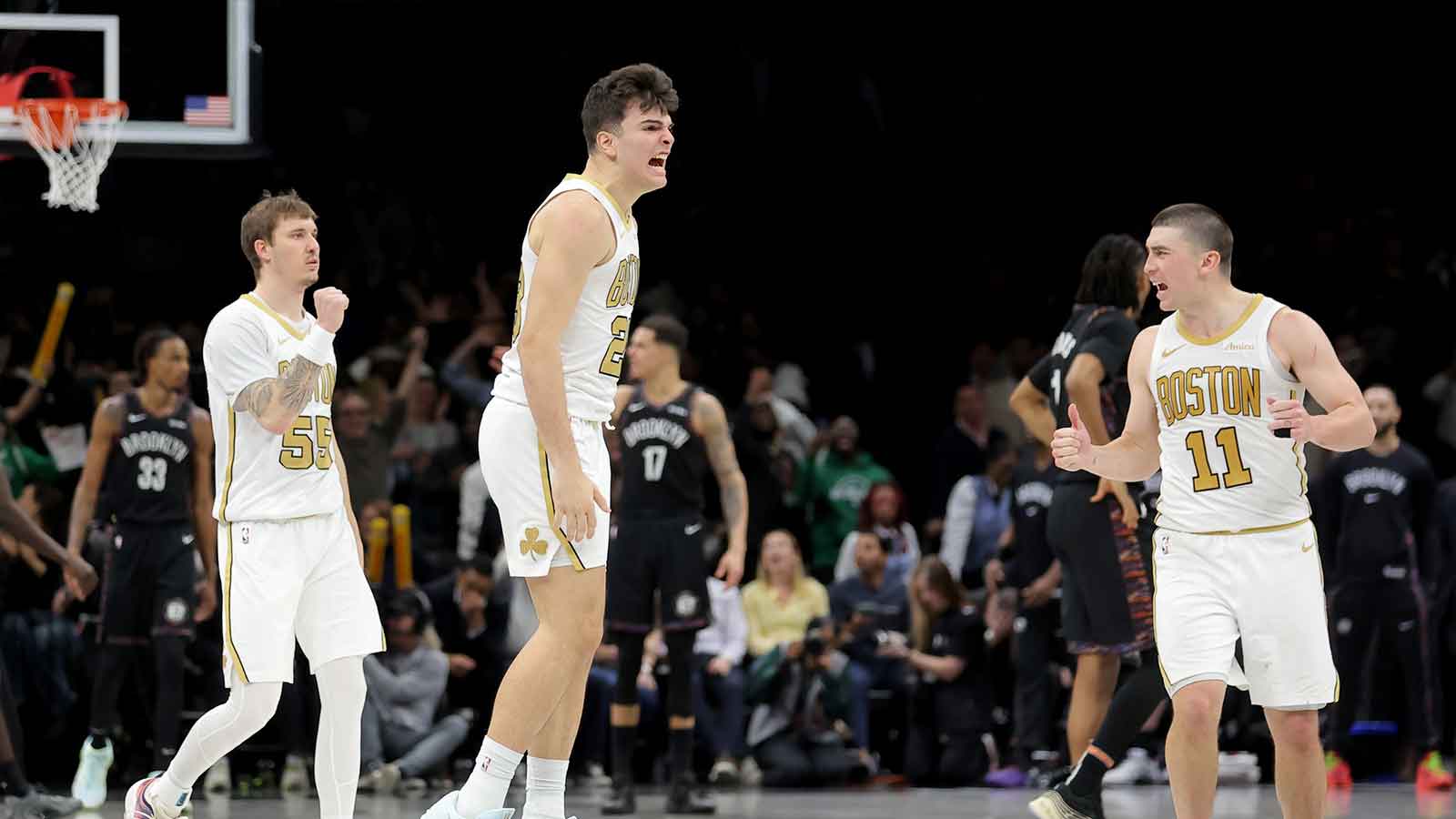 Celtics fans celebrate Joe Mazzulla for double OT win over Nets