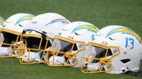 Chargers helmets at training camp